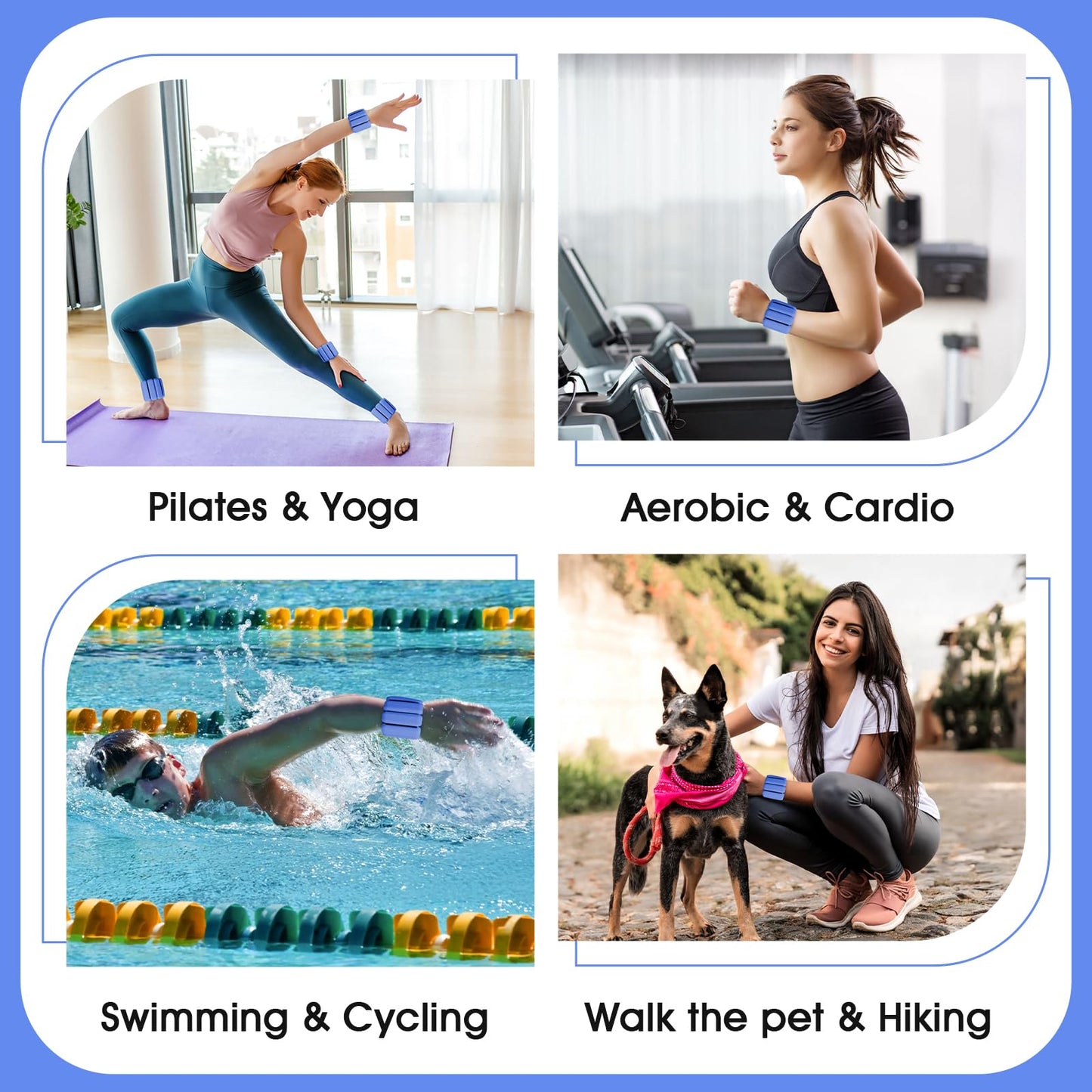 Wrist Weights Set of 2(1Lbs Each), Wearable Wrist Ankle Weights for Women & Men, Adjustable Arm & Leg Weights for Walking, Yoga, Swimming, Gym (Blue)