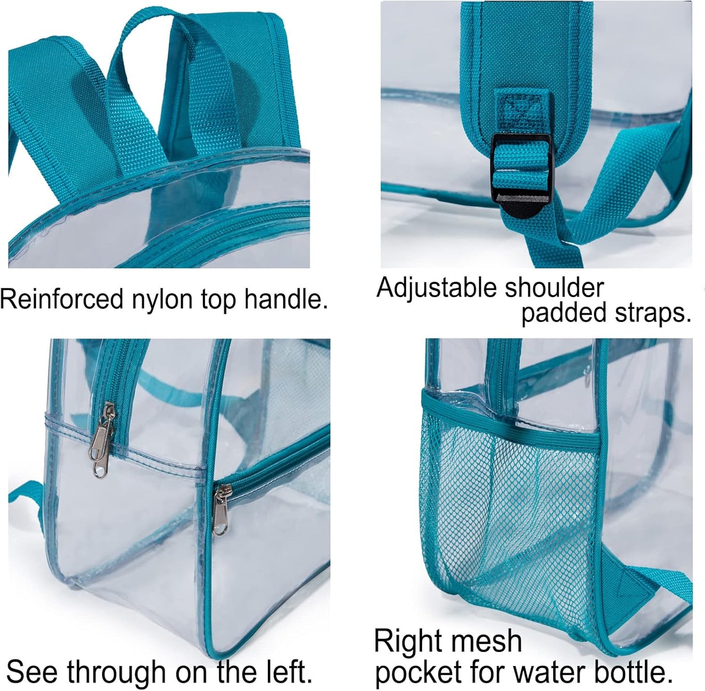 Skiennix Mini Clear Backpack - Waterproof PVC Stadium Approved Transparent Bag | 12"x6"x12" Green