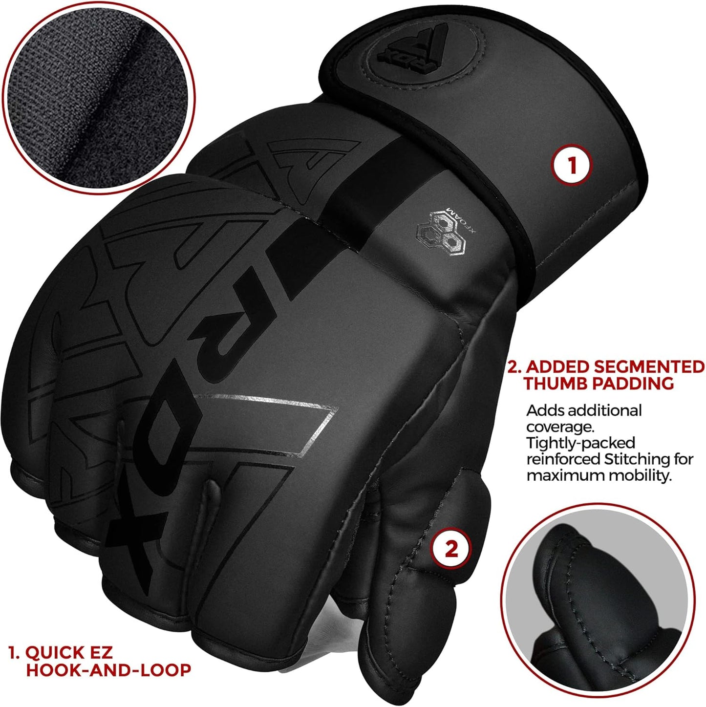 RDX MMA Gloves - Pre-Curved Mixed Martial Arts Mitts for Men & Women | Maya Hide Leather for Combat Sports Training