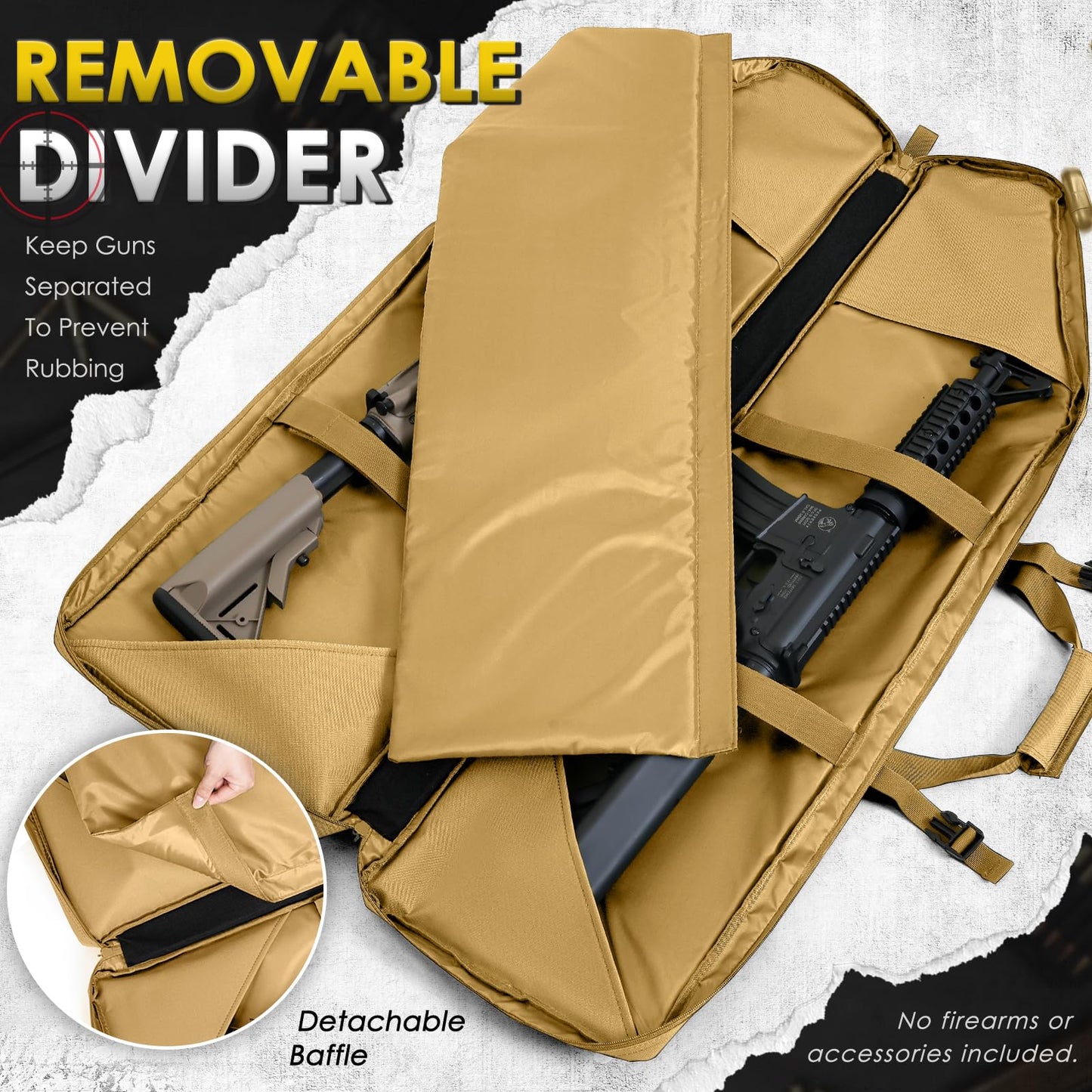 DULCE DOM Double Rifle Case 36'' Soft Gun Bag Tactical Backpack with Movable Divider for Hunting Shooting Range, MOLLE System Multiple Magazine Pouches & Accessory Bags (KHAKI)