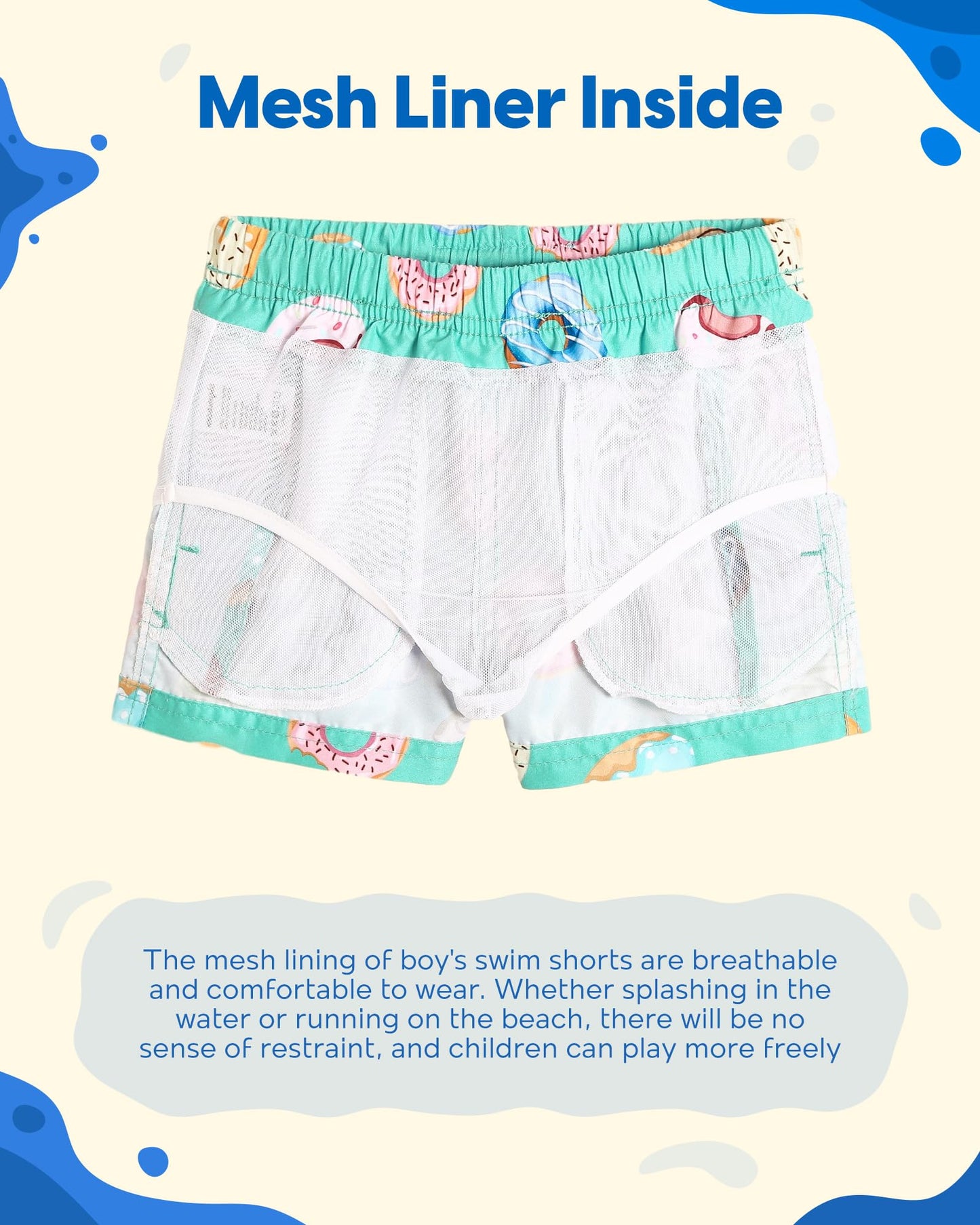 maamgic Boys Swim Trunks Toddler Swim Shorts Little Boys Bathing Suit Swimsuit Toddler Boy Swimwear,Doughnut-Green,3 T