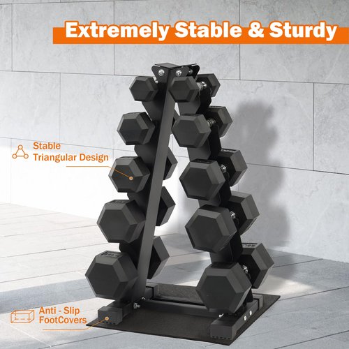 Fitvids 5 Tier A-Frame Dumbbell Rack Stand Only with Anti-Slip Pads, Compact Weight Set Storage Holder for Home Gym Space Saver