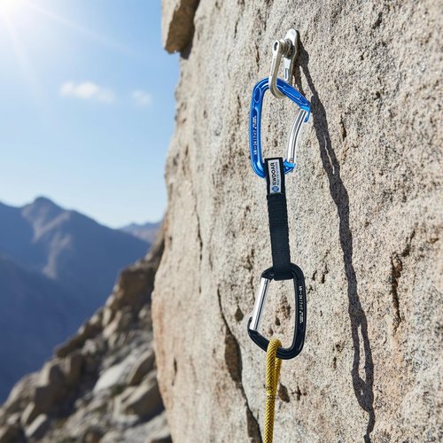 NewDoar Ultra-Light Aluminum Quickdraws Straight 2-Pack, Lightweight Rock Climbing Quickdraw Set with Keylock Nose for Alpine Climbing Gear for Professional Sport and Trad Rock-Black-2