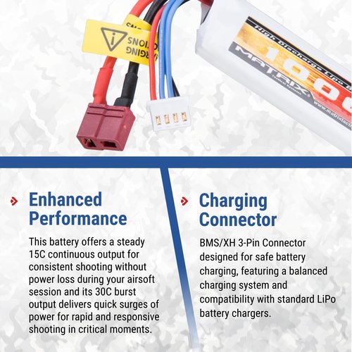Evike Airsoft - Matrix High Performance 11.1V Butterfly Type Airsoft Li-Ion Battery (Model: 2000mAh - 15C / Small Tam)