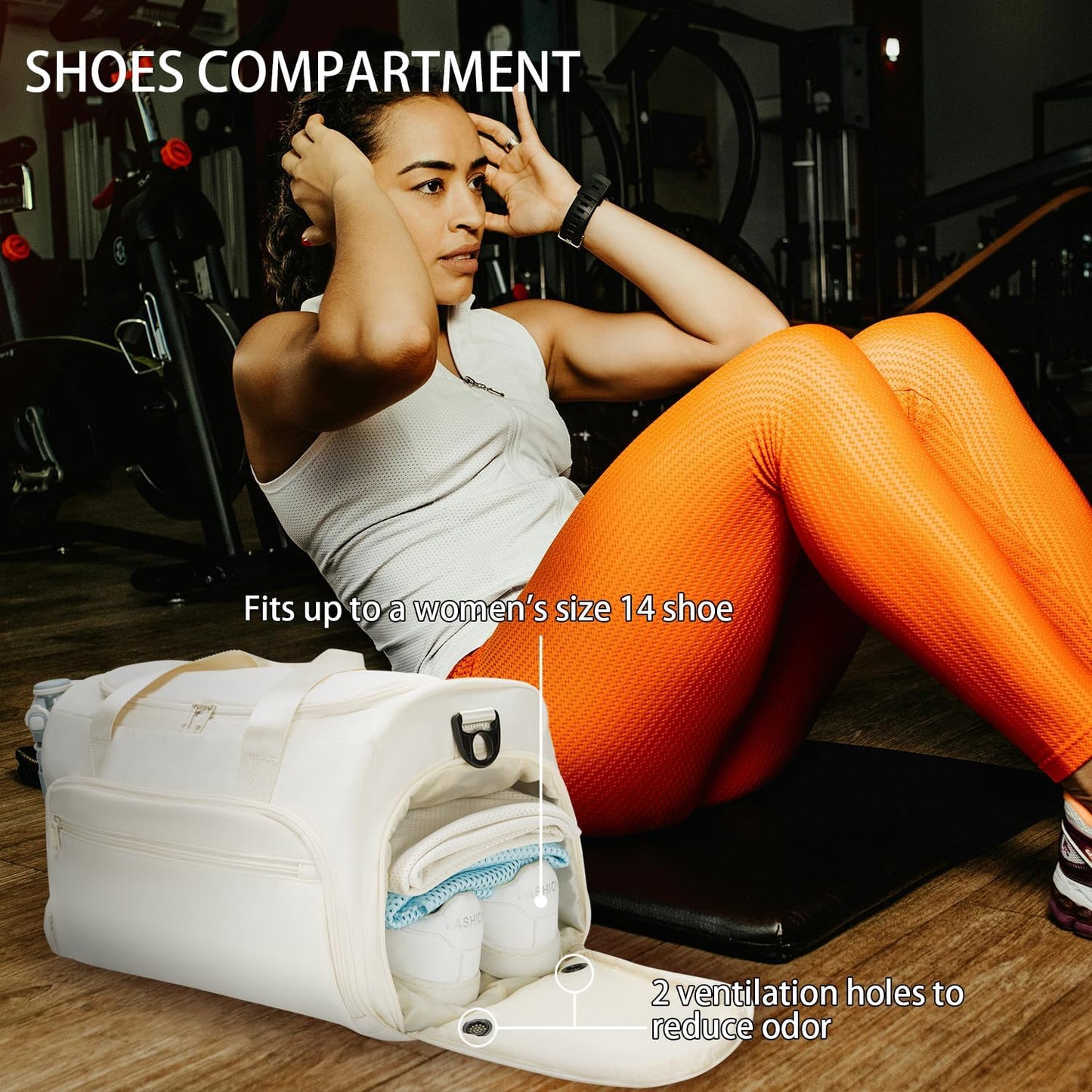 Skiennix Gym Bag - Water Resistant Sports Duffle with Wet Pocket & Shoe Compartment | Unisex Design