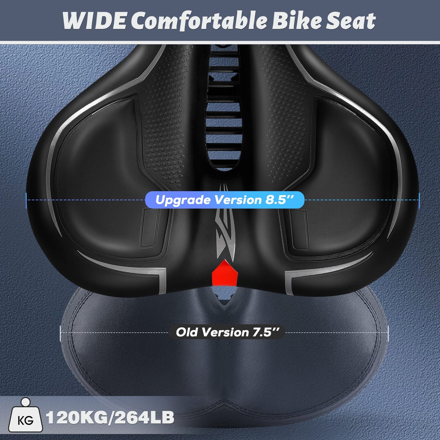 IPOW Comfort Bike Seat for Women or Men, Bicycle Saddle Replacement Padded Soft High Density Memory Foam with Dual Shock Absorbing Rubber Balls Suspension Universal Fit for Indoor/Outdoor Bikes