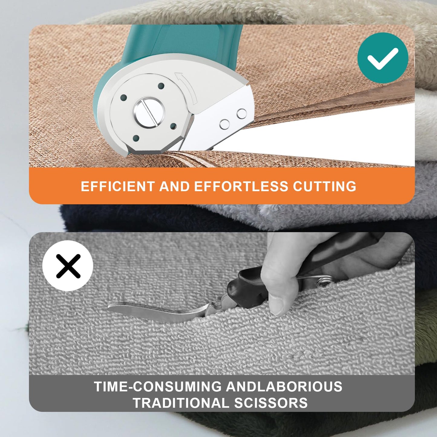 GARTOL Cordless Electric Scissors – Rechargeable Rotary Cardboard Cutter with USB Cable, Safety Lock, Portable Powerful Box Cutter for Fabric, Leather, Carpet, Sewing, Crafts, DIY