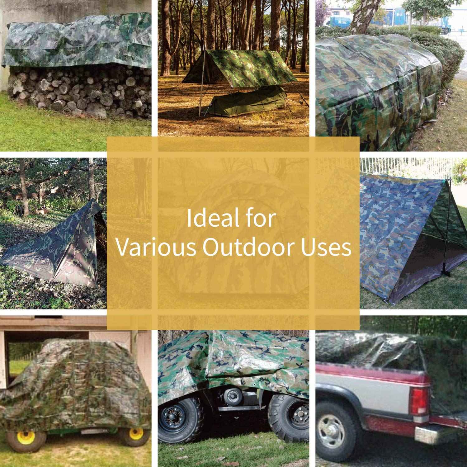 GUARD SHIELD Heavy Duty Camo Tarp Camouflage Tarps Waterproof 8x10 Feet Poly Cover 10mil