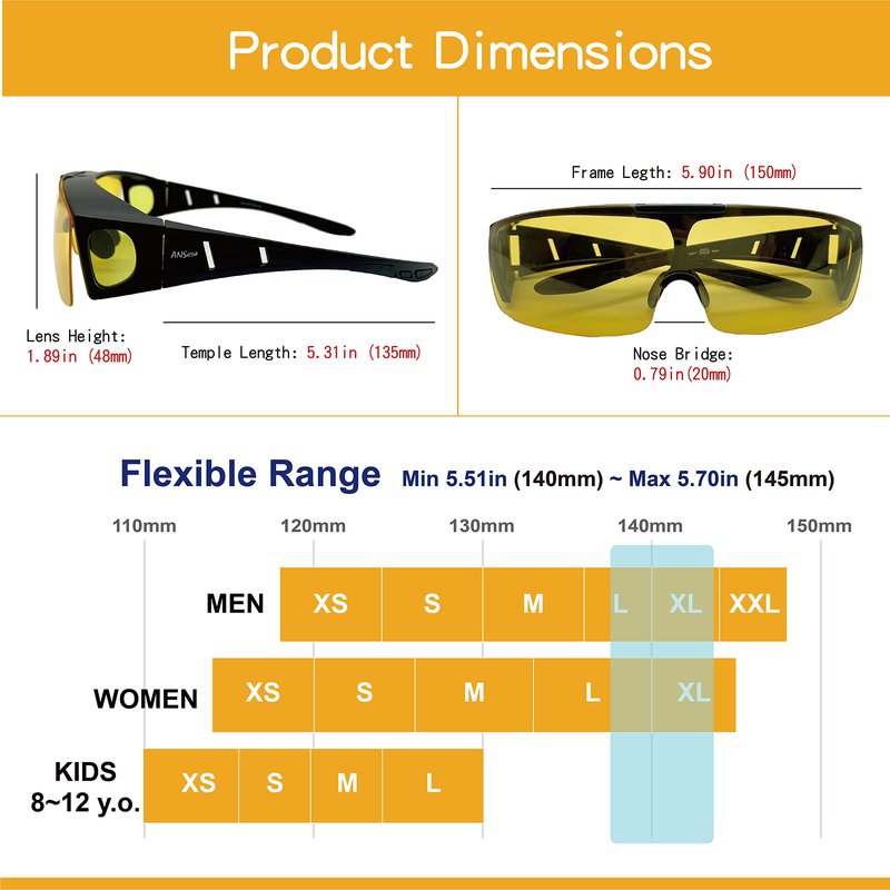 XII WY One piece Shield Sport Sunglasses fit over polarized Night Yellow lens