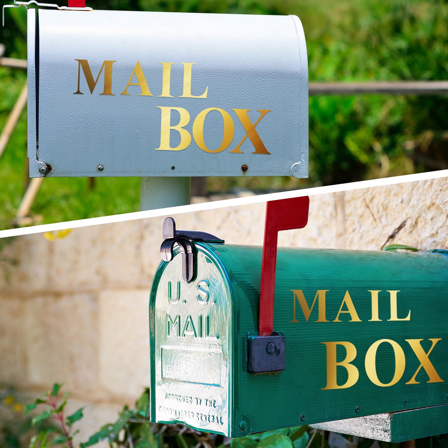 Fulmoon 8 Sheets 416 Pcs Vinyl Letters Stickers Alphabet Number Self Adhesive Letters Stick on Vinyl Waterproof Mailbox Decals for Mailbox Signs Window Door Cars(Mirror Gold,1 Inch, 2 Inch)