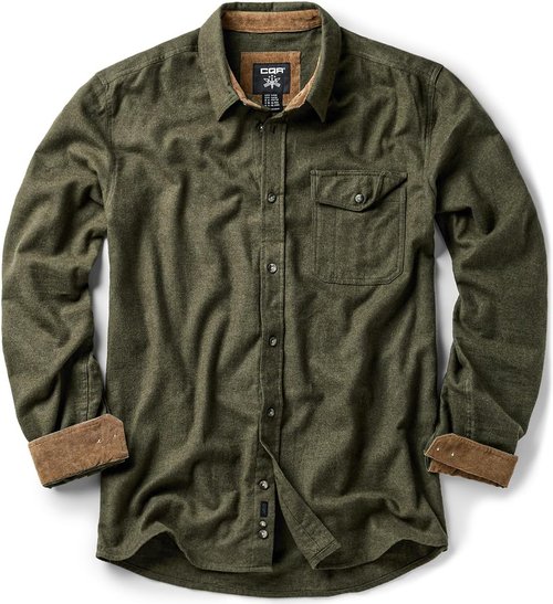 CQR Men's Flannel Shirt - 100% Cotton, Long Sleeve, Soft & Warm Casual Plaid | Perfect for Outdoor Wear
