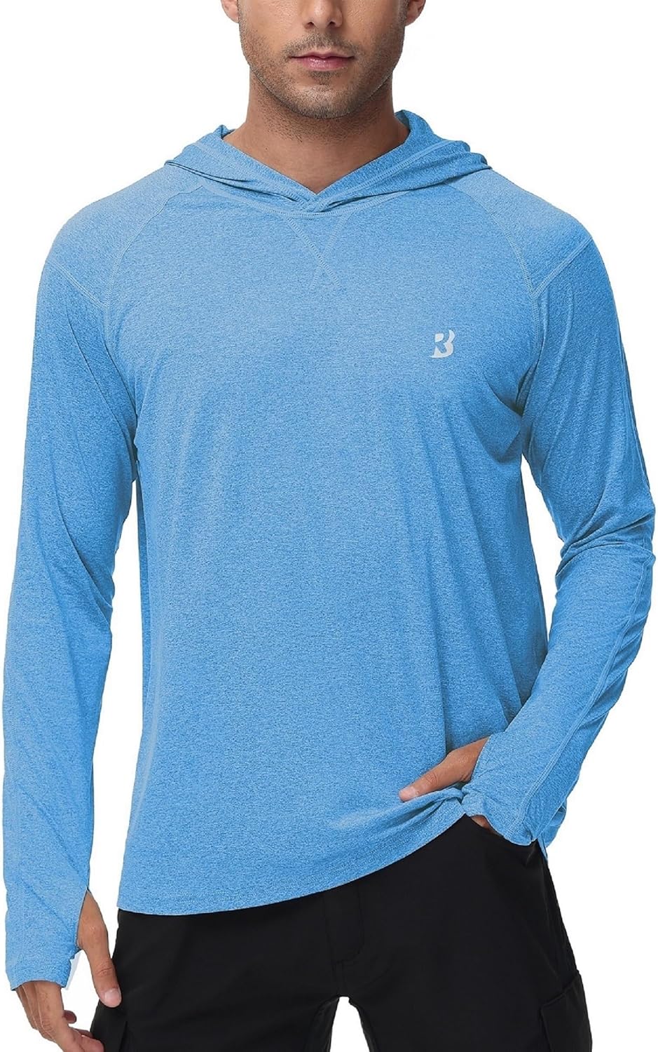 Roadbox Men's Fishing Shirt - UPF 50+ Long Sleeve UV Sun Hoodie for Hiking & Athletic Activities