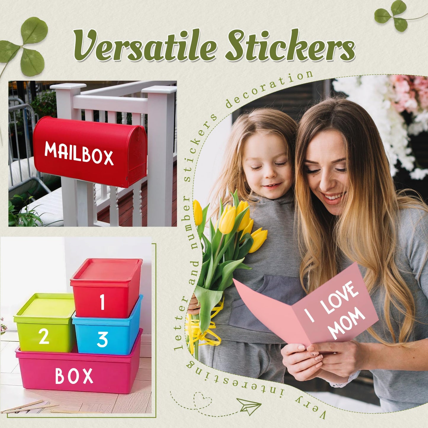 600Pcs Letter Stickers 20Sheets Alphabet Stickers Vinyl Mailbox Numbers Self Adhesive Waterproof Large Sticker Letters for Water Bottle Poster Board School Craft Classroom Address Decor(White,2Inch)