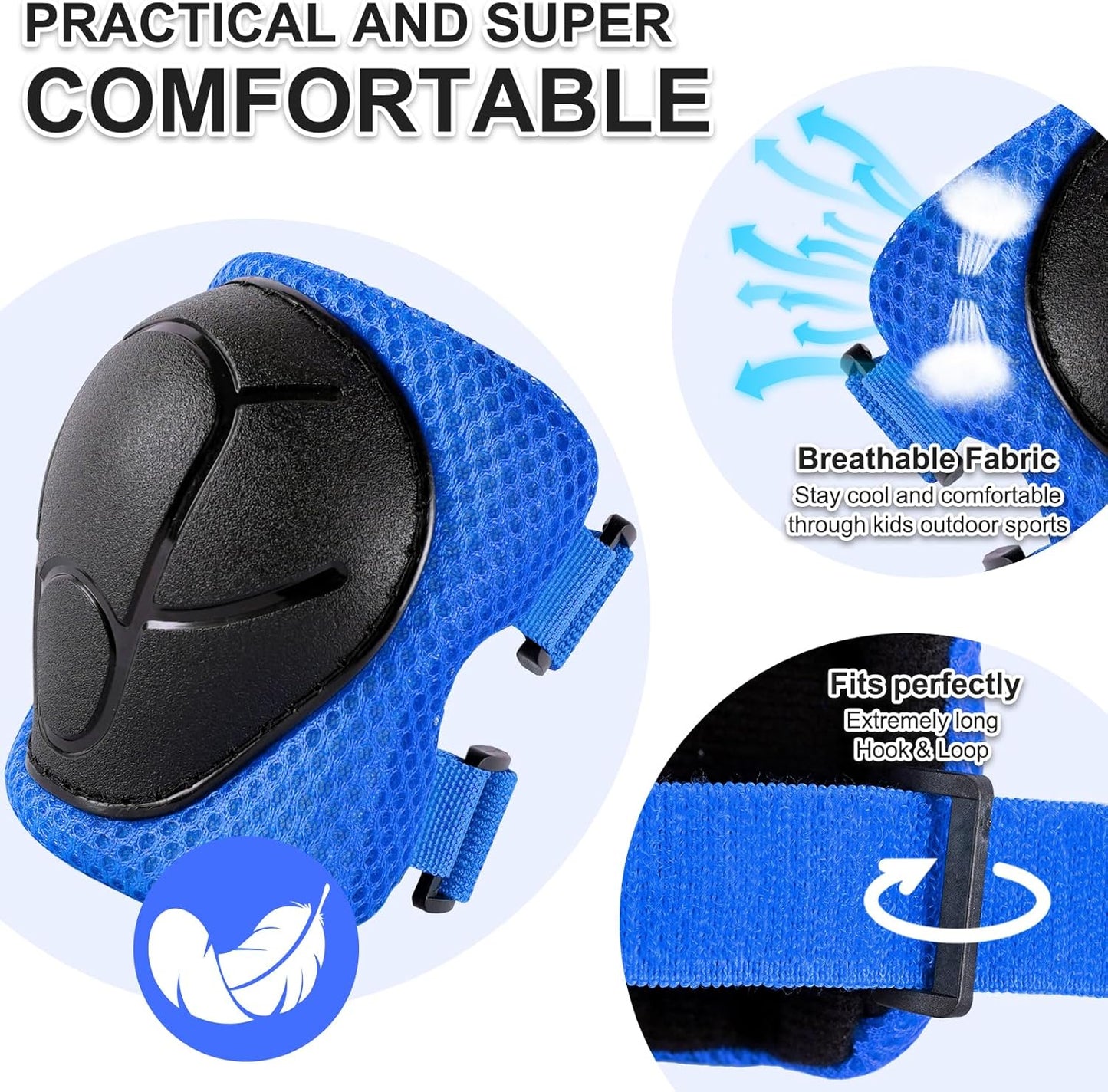 Skiennix Knee Pads for Kids 3-14 Years - 3-in-1 Set with Elbow Pads & Wrist Guards for Safety