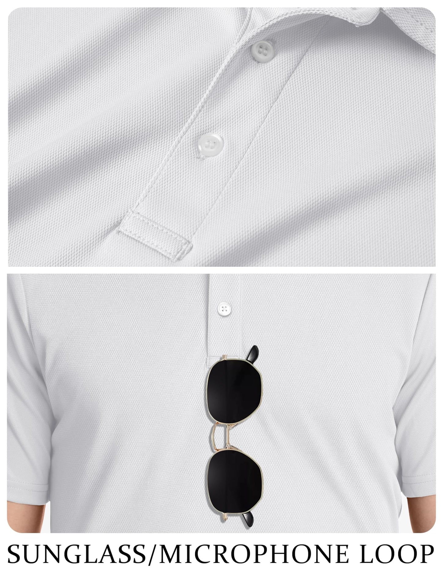 TACVASEN Mens Golf Shirt Dry Fit Mens Polo Shirts Short Sleeve Performance Golf Polos for Men with Collar Work Shirts White, M