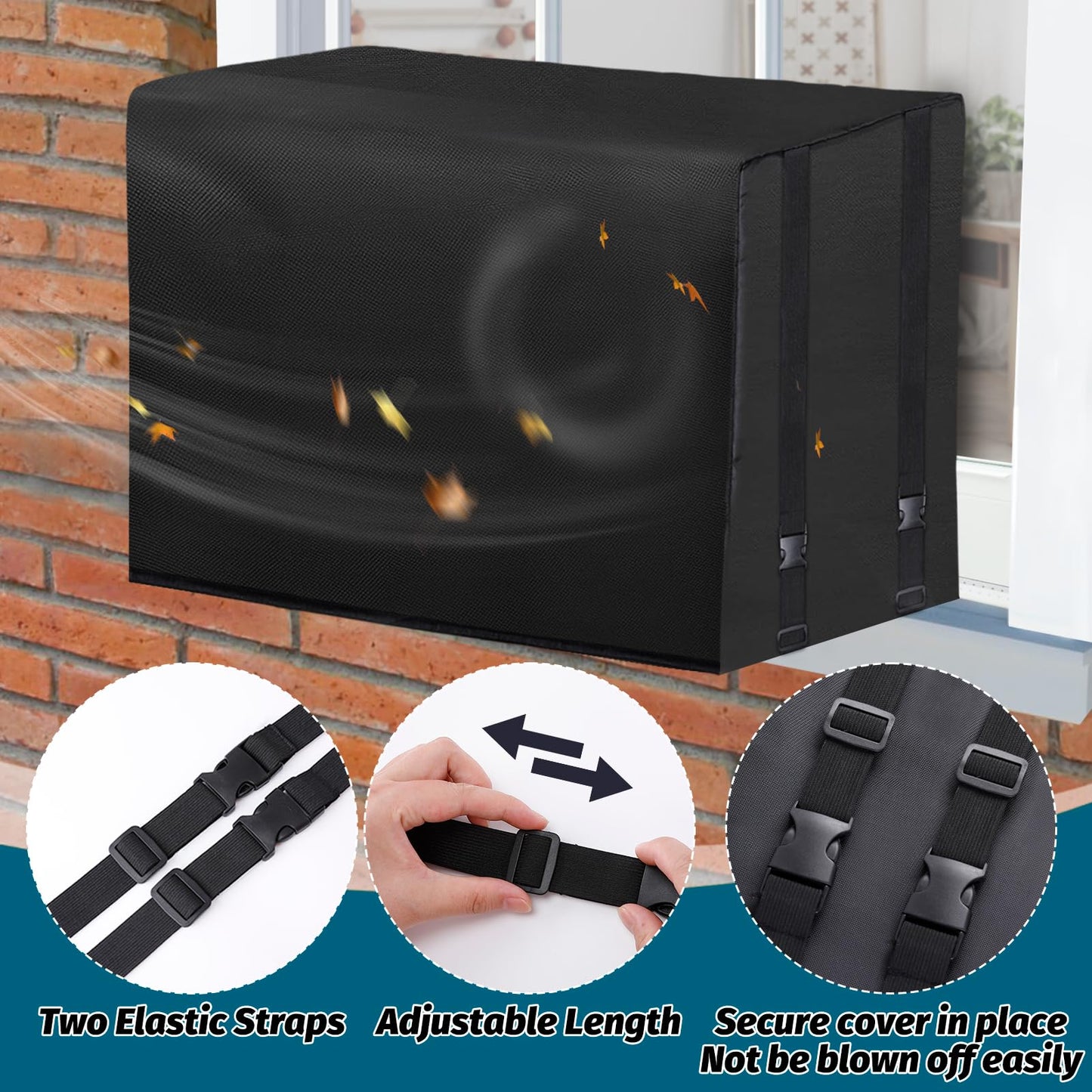 Windproof Window AC Cover Fits Midea U-Shaped 8000/10000/12000 BTU - Thicken Oxford Air Conditioner Cover for Winter Outside, 21.3''W x 13.4''H x 13.8''D