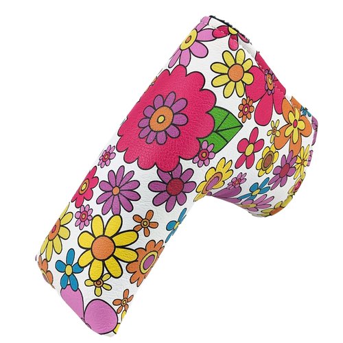 Foretra Driver Headcover Golf Club Covers Blade Mallet Putter Cover Alignment Stick Holder Hybrid Fairway Wood Head Cover Flower Pattern Novelty Golf Accessories for Most Brands (Putter Blade)