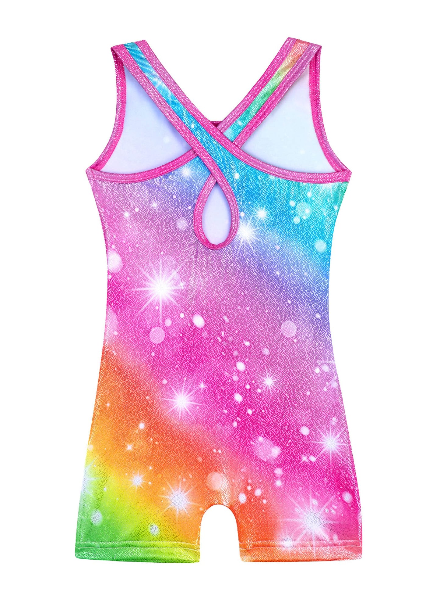 HOZIY Leotards for Girls Gymnastics Size 8-10 Years Rainbow Hallowout Cutout Back Tumbling Outfits Biketard Practice Ropa De Niña Para Gimnasia Suit