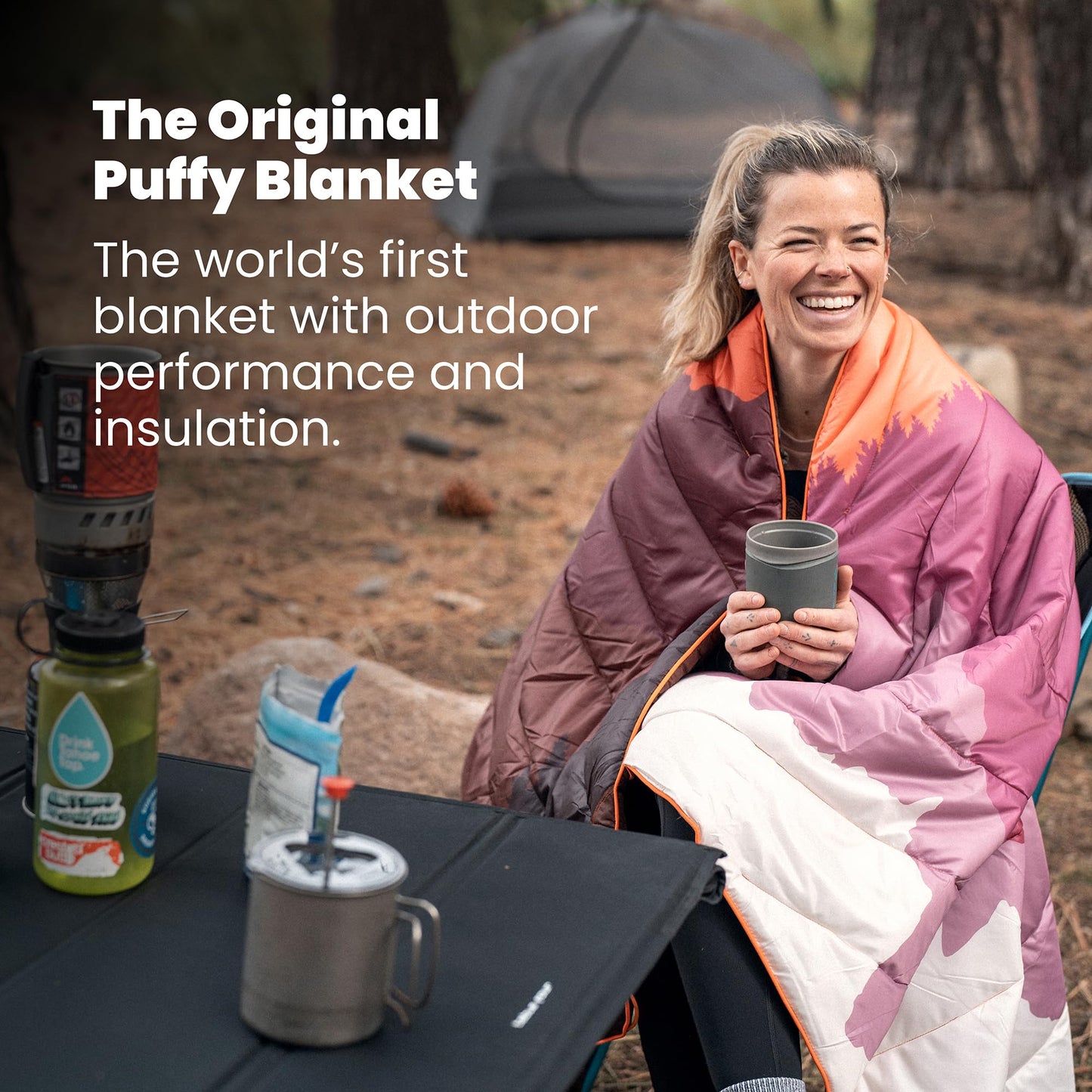 Rumpl Original Puffy 1-Person Blanket for Camping and Outdoors, Teton Dusk