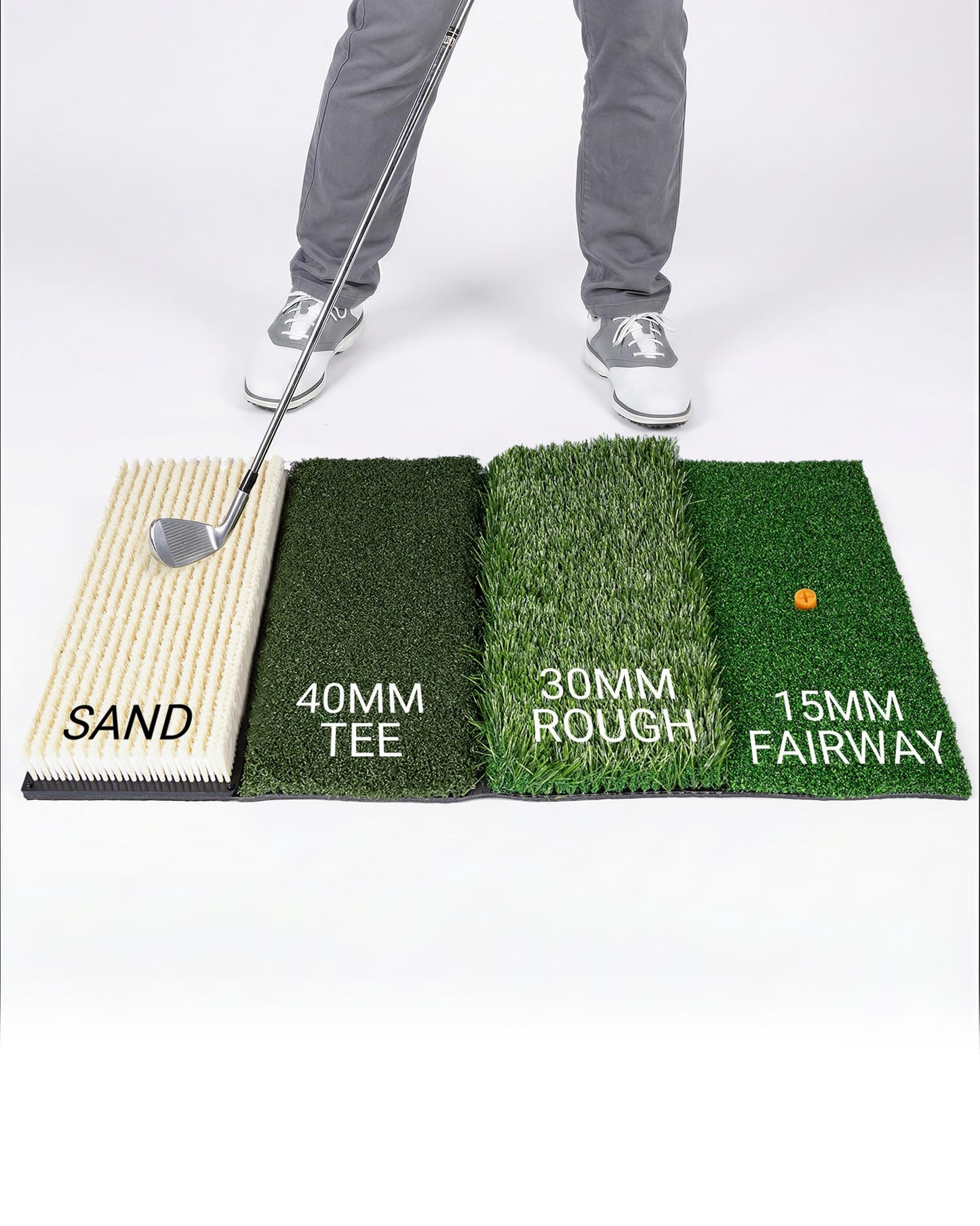 WEEPALM SPORTS 4-in-1 Golf Hitting Mat, Golf Practice Mat with Fairway, Rough, Sand & Tee Turf, Indoor Outdoor Golf Training Mat for Driving, Chipping & Putting with Golf Mat Tees