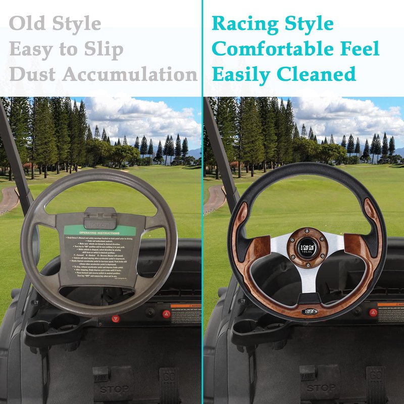 10L0L Universal 12.5 inch Golf Cart Steering Wheel for Yamaha G29 Drive, EZGO TXT RXV, Club Car DS Precedent and Others