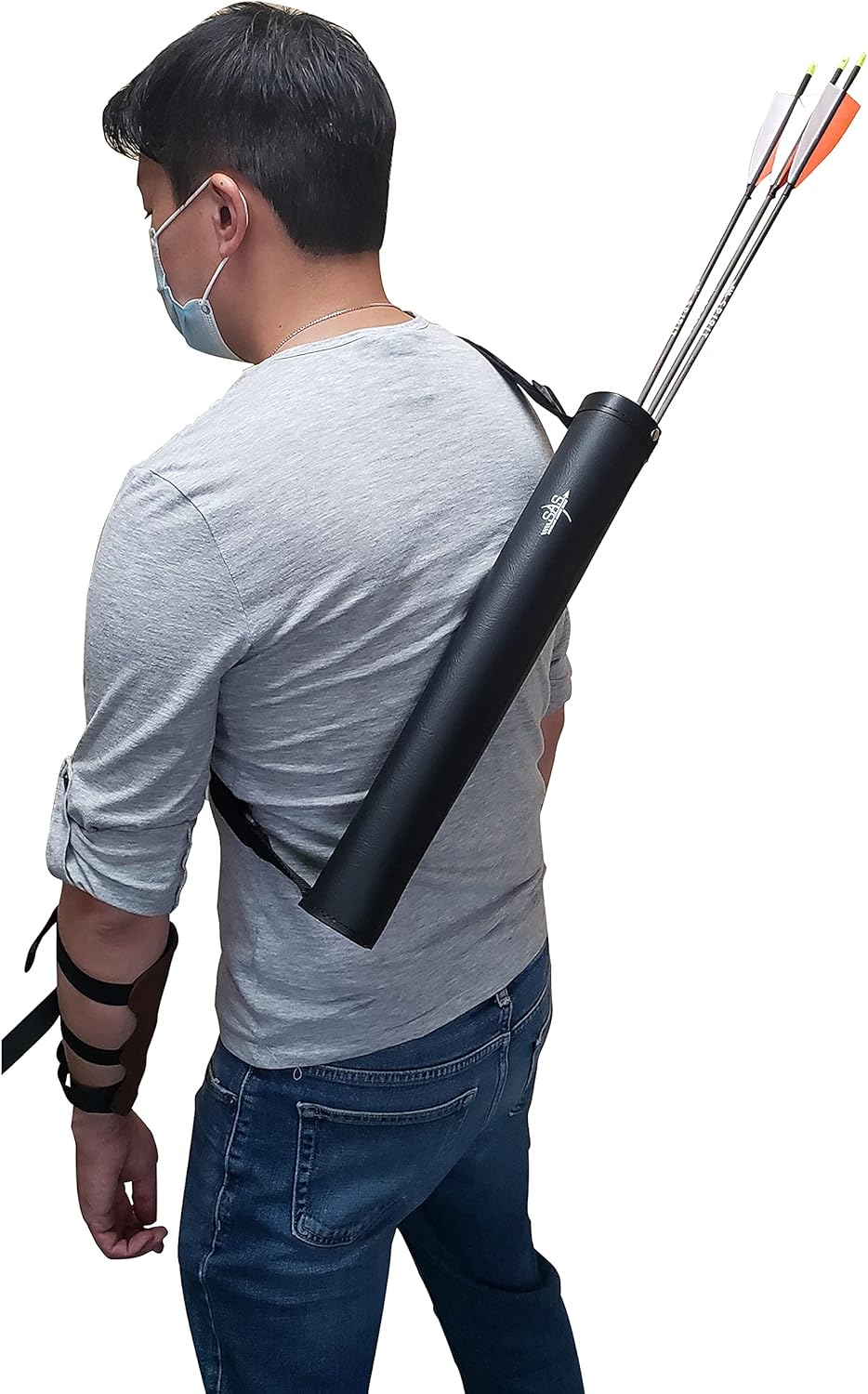 SAS Leather Tube 17" Hip Quiver | Durable Arrow Holder with Belt Clip for Archery