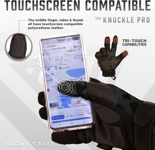 Glove Station Tactical Gloves - Touchscreen Utility Gear with Hard Knuckle Protection | Black Multicam, Medium