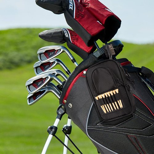 Golf Ball Bag Valuables Pouch,Golf Tee Bag Pouch Accessories with Detachable Carabiner Large Capacity Multiple Compartments can Store 12-15 Balls,Tees,Gloves,Mobile Phone and Keys,Black
