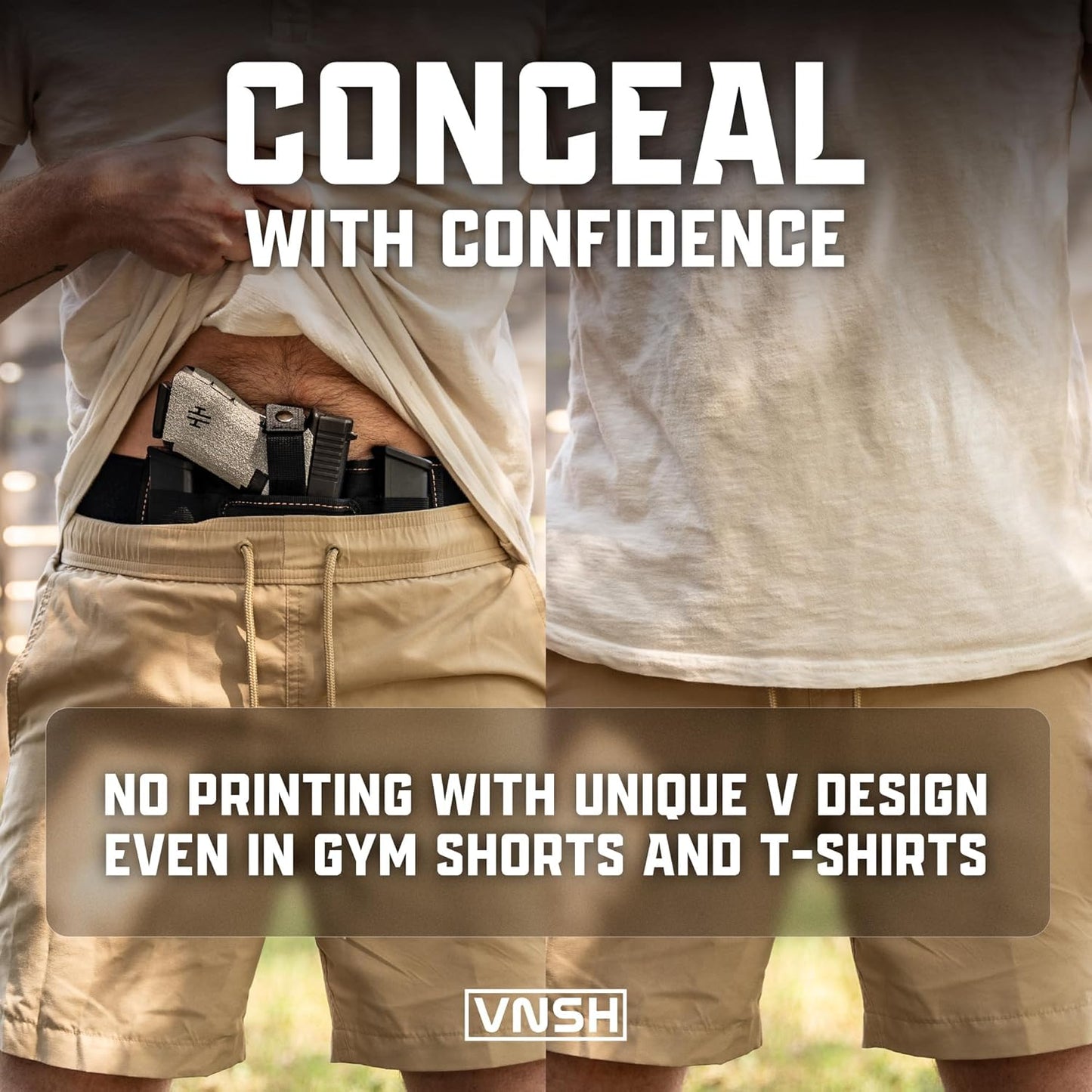 VNSH Belly Band Holster - Comfortable & Secure Concealed Carry for 99% of Handguns | Built-in Mag Pouches
