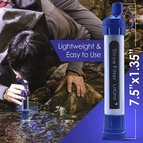 Logest Water Filter Straw - Portable 4-Pack Water Purification System for Camping & Travel