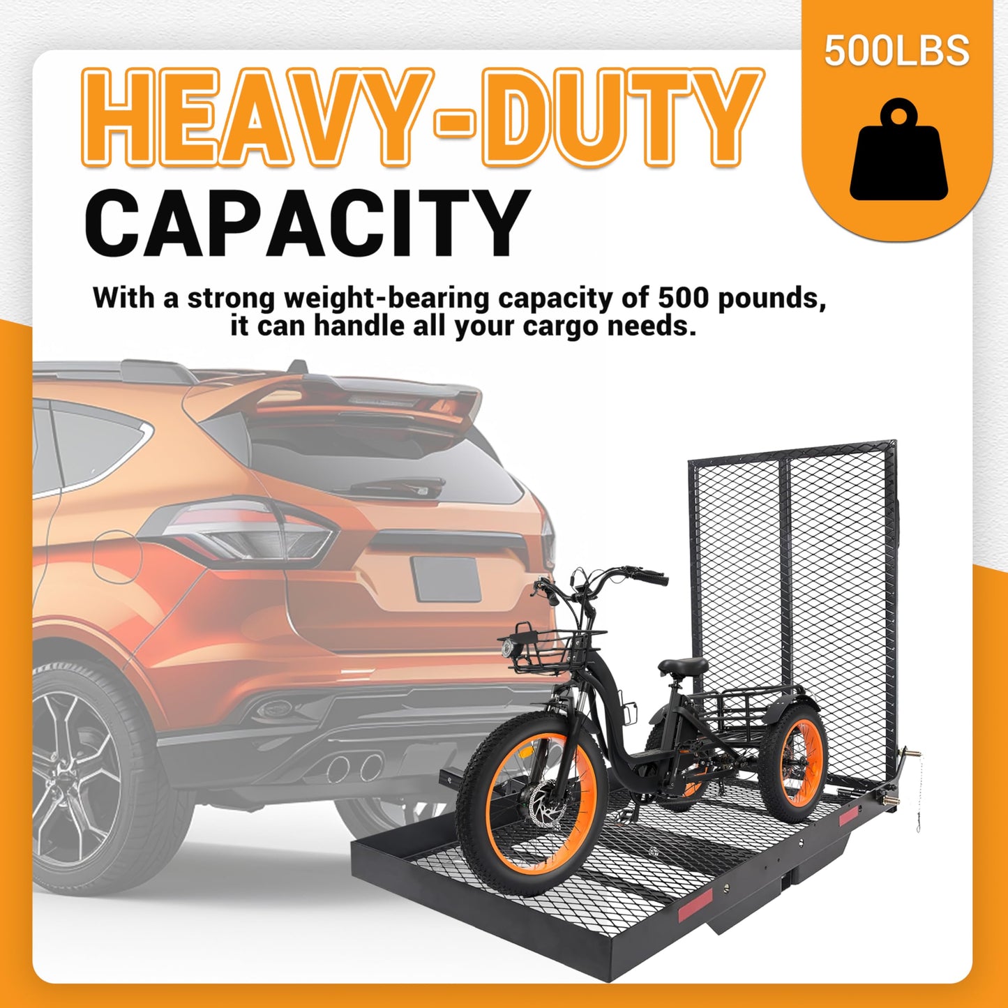 HECASA Hitch Mount Cargo Scooter Carrier Rack w/Foldable Ramp 3" Rail Hitch