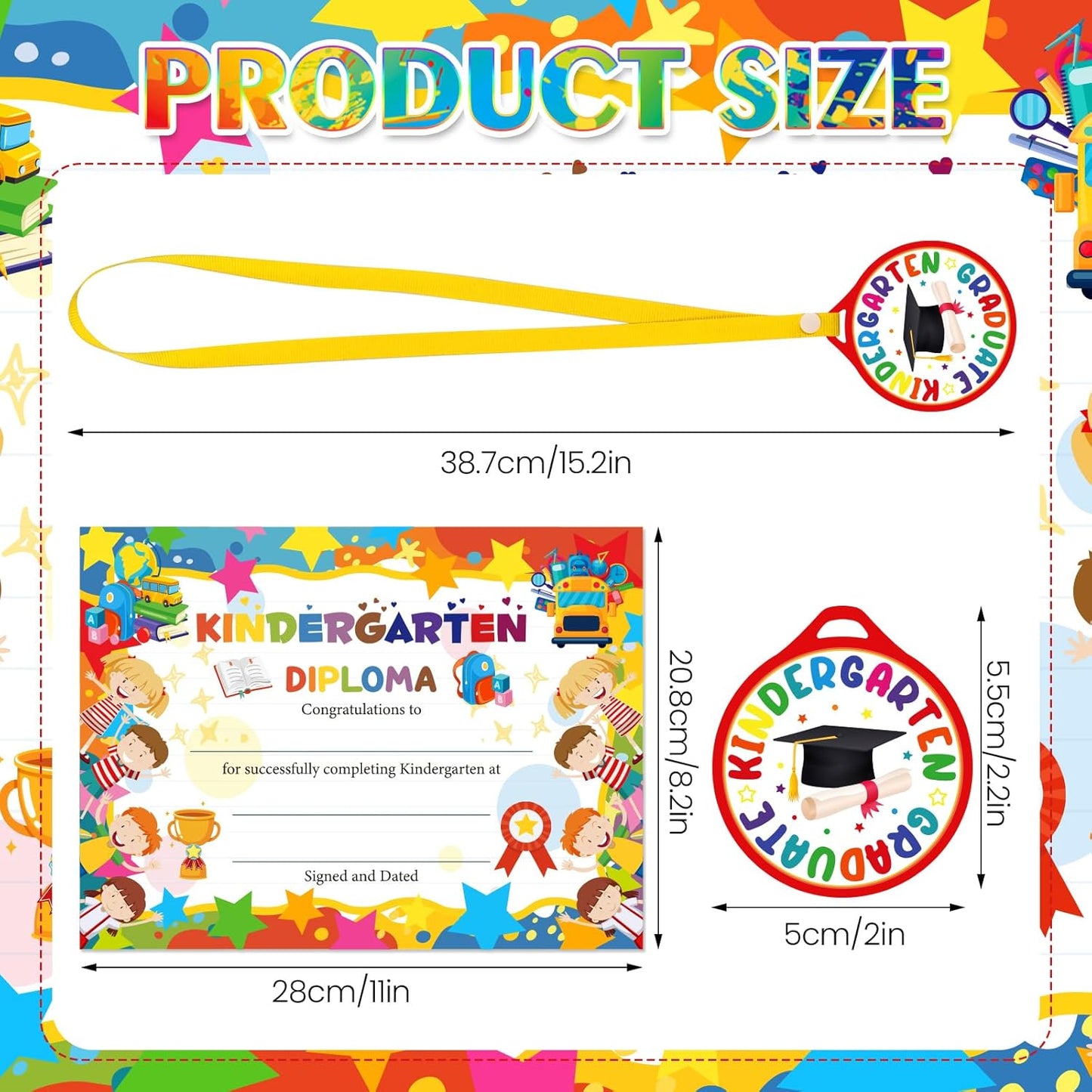 Regine Switzerland 48Pcs Graduation Medals & Certificates - Preschool Kindergarten Awards Set