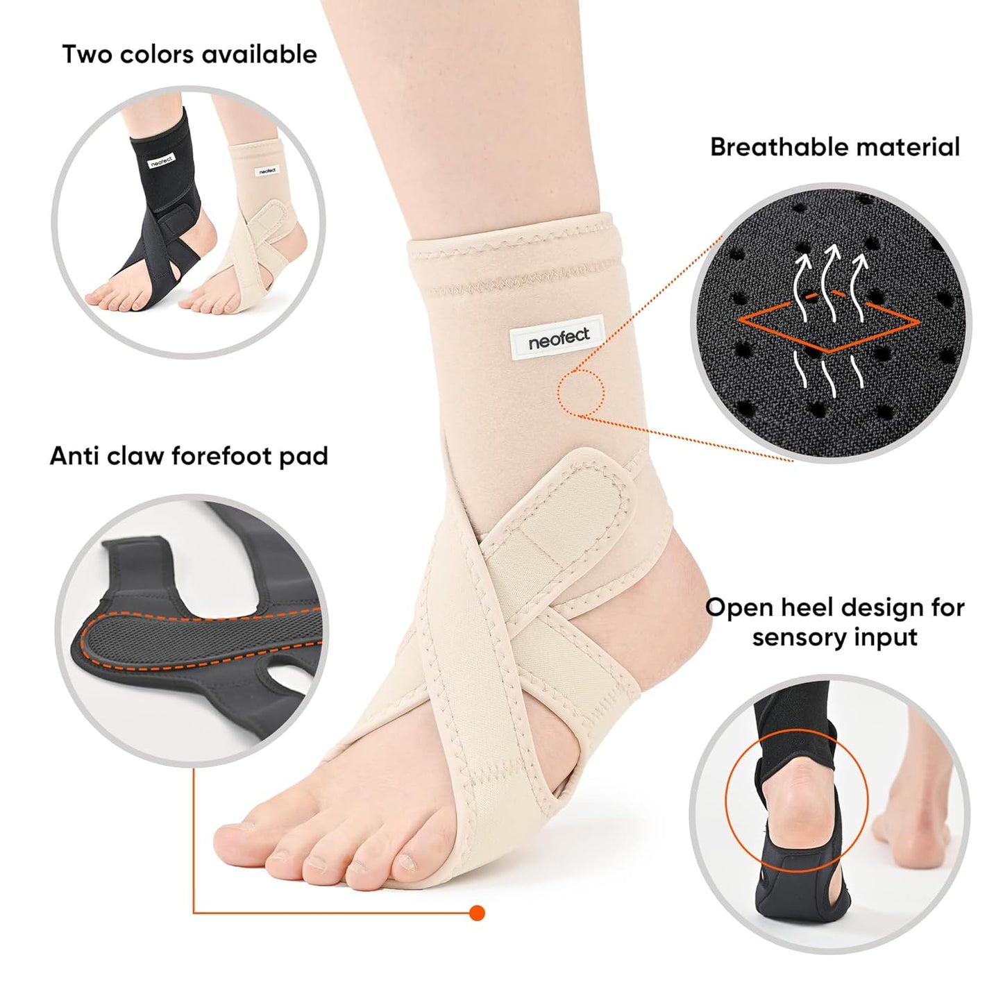 NEOFECT Drop Foot Brace - Adjustable AFO Ankle Support for Walking & Stroke Recovery | Breathable Beige (Left)