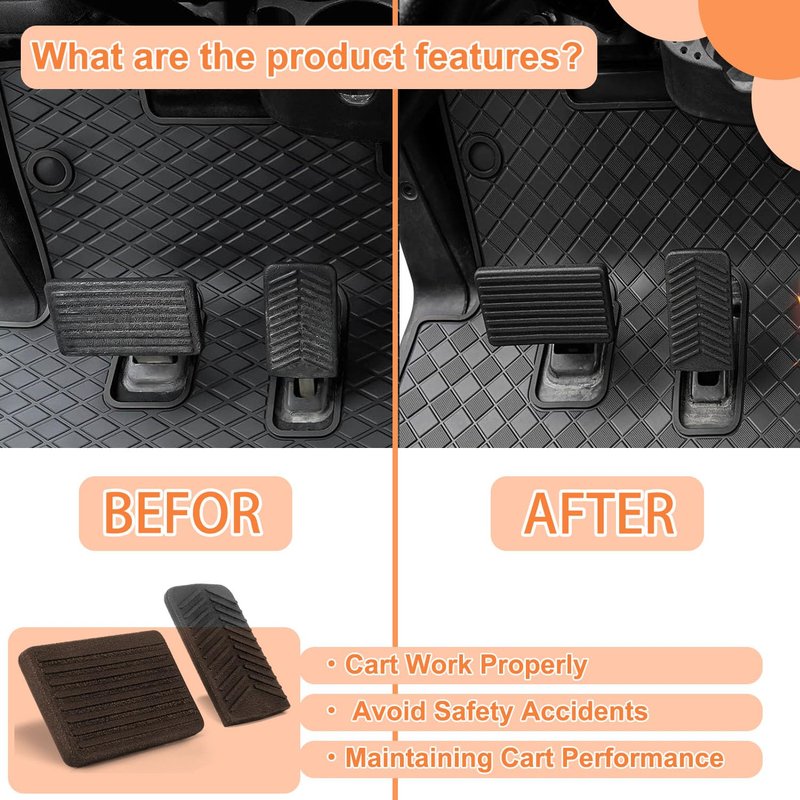 ZLX&LU EZGO Accelerator & Brake Pedal Pad Cover, Golf Cart Accessories, OEM#: 600252/610471, 600255/610529, Suitable for 2008-UP EZGO RXV Gas and Electric Golf Cart