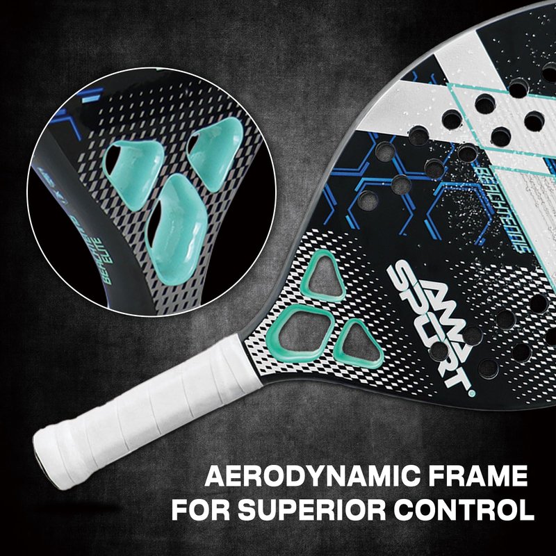 AMA SPORT Beach Tennis Racket 3K Carbon Fiber with EVA Foam Core Professional Carbon Beach Tennis Paddle for Advanced Players (Green)