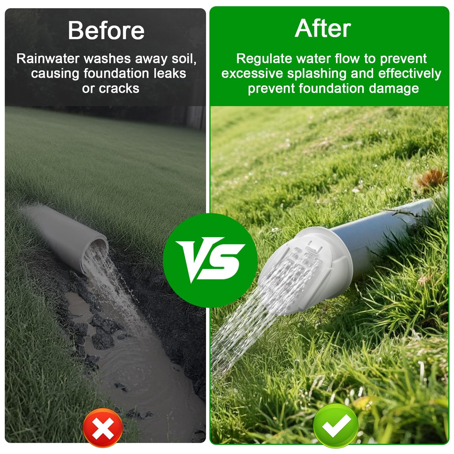 4” Slope Drainage Grate Cover, Rain Diverter, Drainage Grate Yard Drain Emitter for Sump Pump Discharge & Downspout Extensions, Fit 4" SCH 40, 4" SDR 35, 4" & 3" Corrugated Pipe, 1 Pack-White