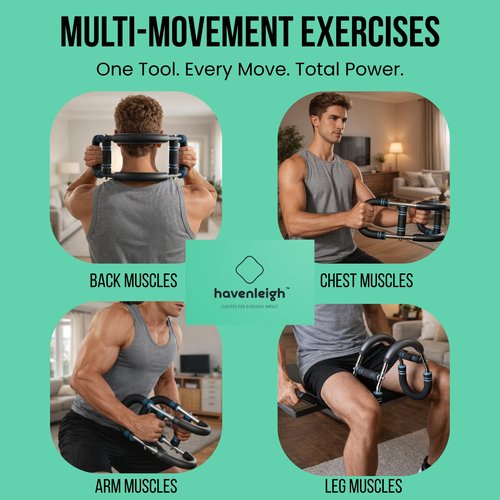 Havenleigh Adjustable Arm Exerciser, Chest Expander, Twister Bar for Biceps Triceps, Versatile Muscular Strength Enhancer, Upper Body Workout, Portable Home Fitness Equipment (Limitless Blue)