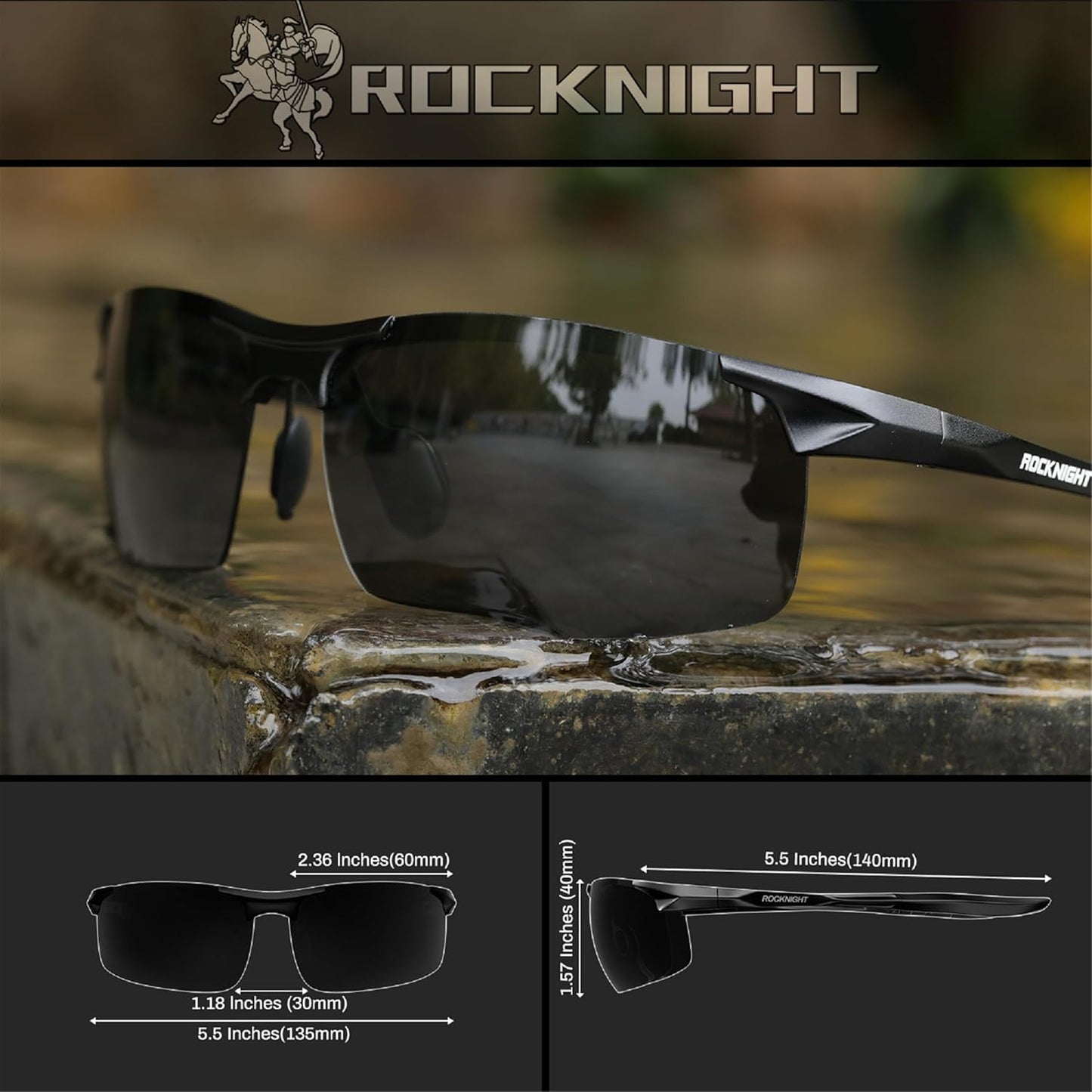 ROCKNIGHT HD Polarized Sunglasses - Ultra-Light UV400 Protection for Golf & Fishing Outdoors