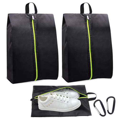 Roliwils 2 Pack Smell Proof Shoe Cleat Bag with Reinforced Handle | Odor-resistant Cleat Bag with Carabiner | Travel Shoe Organizer for Men | Baseball Soccer Footwear Storage