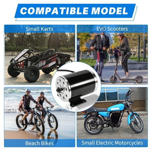 Lazenta MY1020 48V Electric Scooter Brushed Motor 1000W 9 Teeth Compatible with Electric Scooter E-Bike Motorcycle Bicycle Mini Bike Go Kart ATV Tricycle,with Base