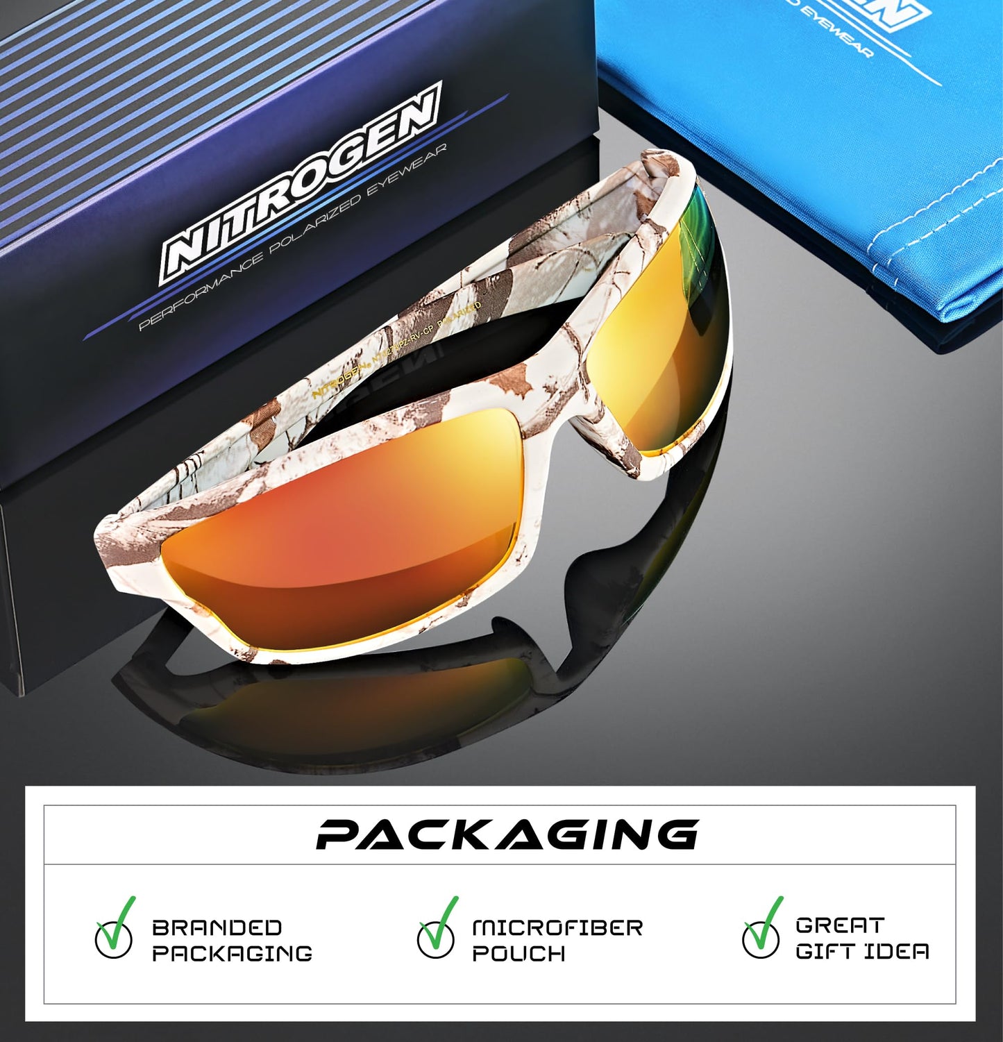 Nitrogen Polarized Wrap Around Sport Sunglasses for Men Women UV400 Driving Fishing Running Sun Glasses