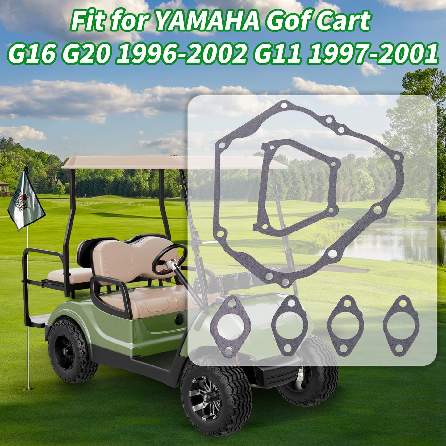 10L0L Engine Gaskets Seals Rings Rebuild Kit for Yamaha Golf Cart G16 G20 1996-2002 G11 1997-2001, Replaces OEM JN6-15451-02-00 JN6-11181-00-00