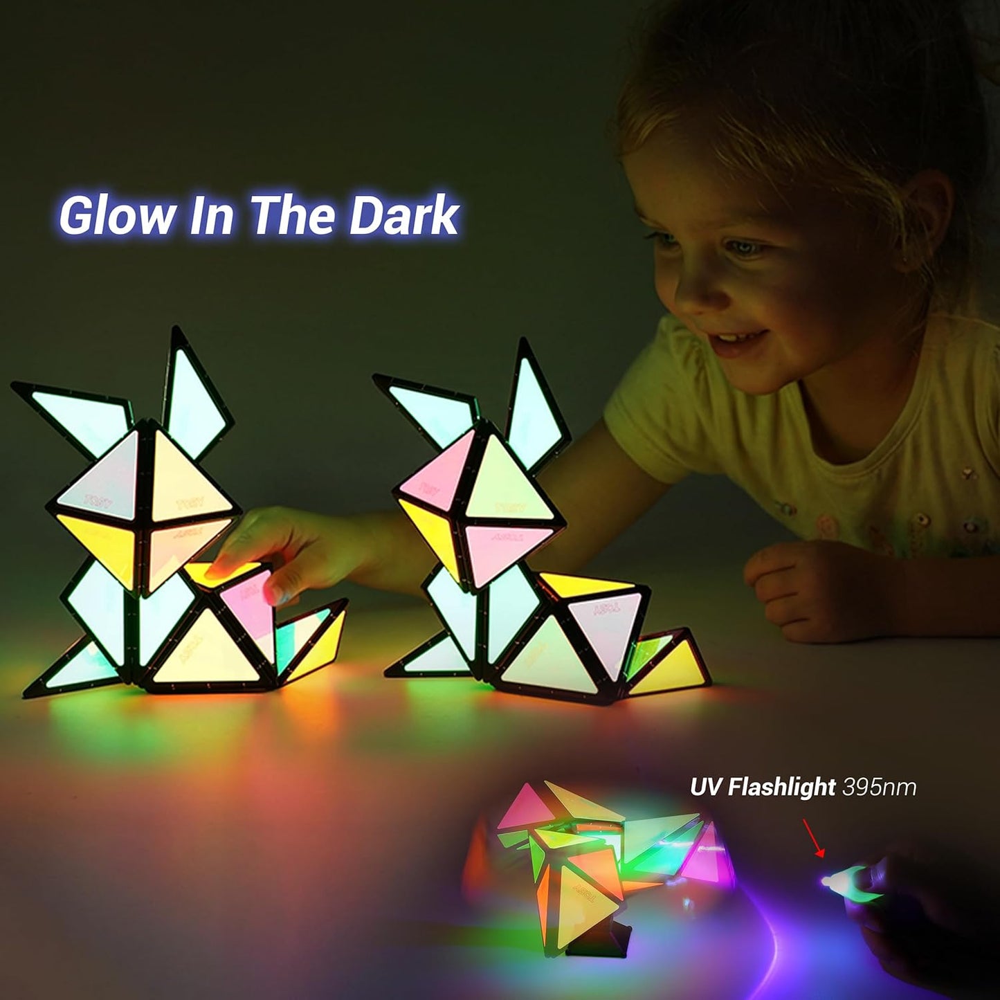 TOSY Magnet Pyramid Fidget Cube - Transforms into 1 Billion Shapes | 243 Rare Earth Magnets, Glowing Design