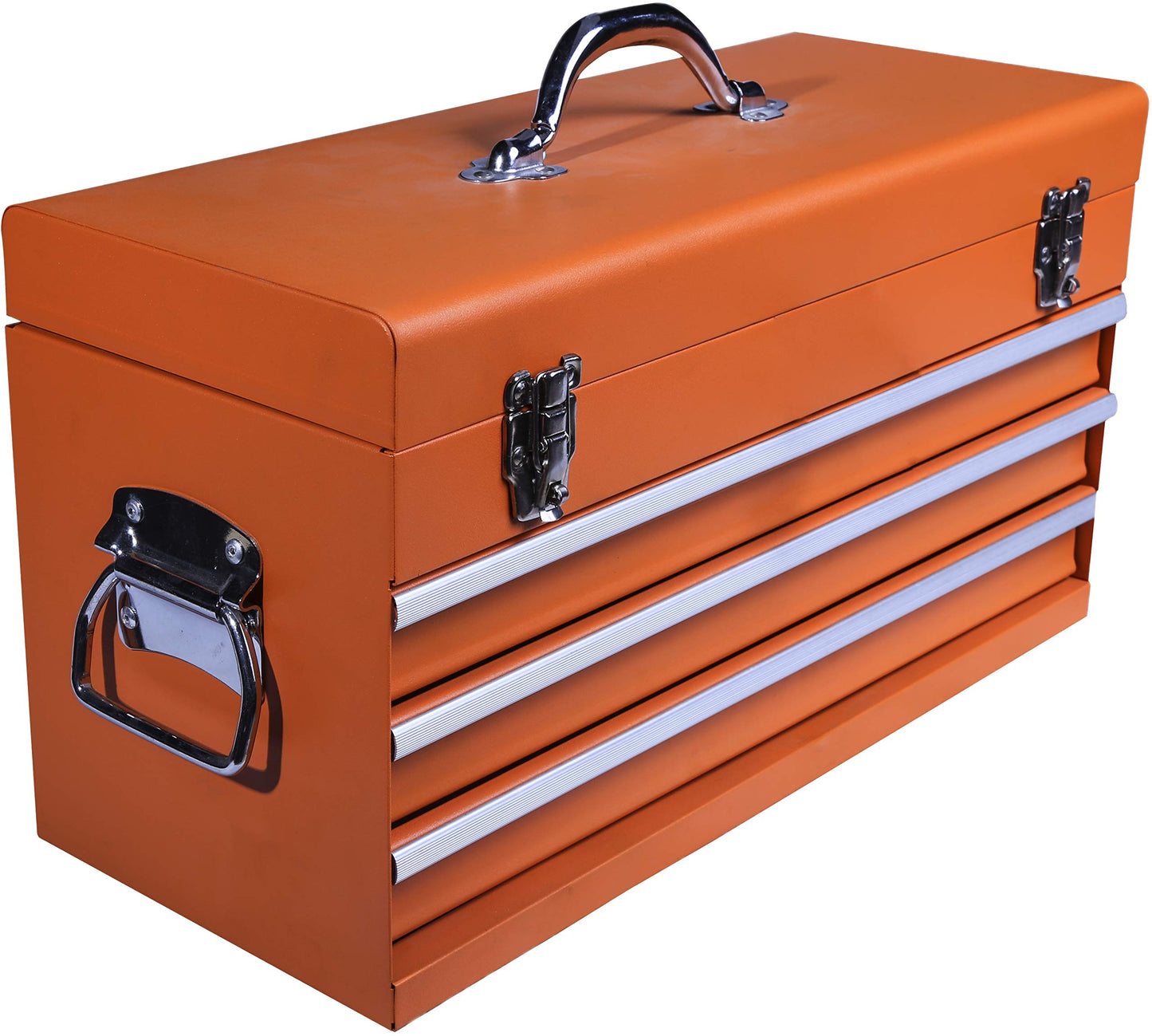 Edward Tools Portable Metal Tool Box with Drawers 20”- Keyed Center Lock for Security - Powder Coated Scratch Resistant Finish - Heavy duty chest latches - Full Extension Drawers