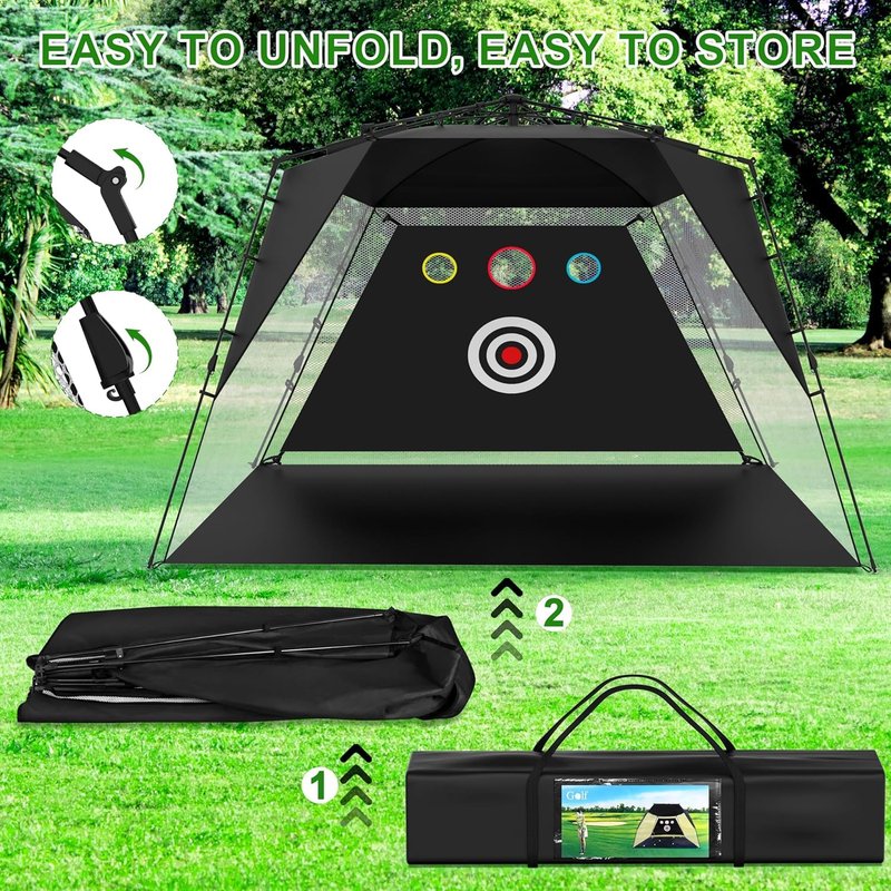 Golf Net,Golf Practice Net with Heavy Base Turf Mat,Easy to Install 10x7.5FT Hitting Aid for Backyard Driving Chipping Swing Training, for Men, Dad
