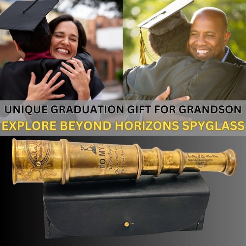 to My Grandson Gift Set from Grandpa Grandma - Grandparents Gift to Grandson | Compass & Spyglass Telescope