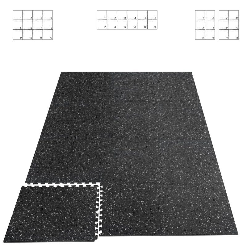 HAPBEAR 0.56'' Thick 6 Pcs 24 Sq Ft Exercise Equipment Mats - High-Density Rubber Top EVA Foam Interlocking Mats, 24x24in Tiles, Heavy-Duty Treadmill Mat for Hardwood Floors, Home Gym Mat