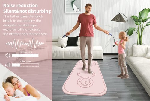 LERYG Jump Rope Mat - Shockproof Exercise Skipping Pad, All-Purpose Extra Thick High Density Anti-Tear Yoga Mat, Balance Pad Non Slip for Indoor and Outdoor (Pink)