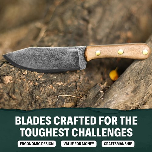 Condor Tool & Knife Hudson Bay Camp Knife - 1075 High Carbon Steel - Full Tang Walnut Handle with Hand Crafted Welted Leather Sheath - 8.4in Blade - 5mm Thick - 20.5oz
