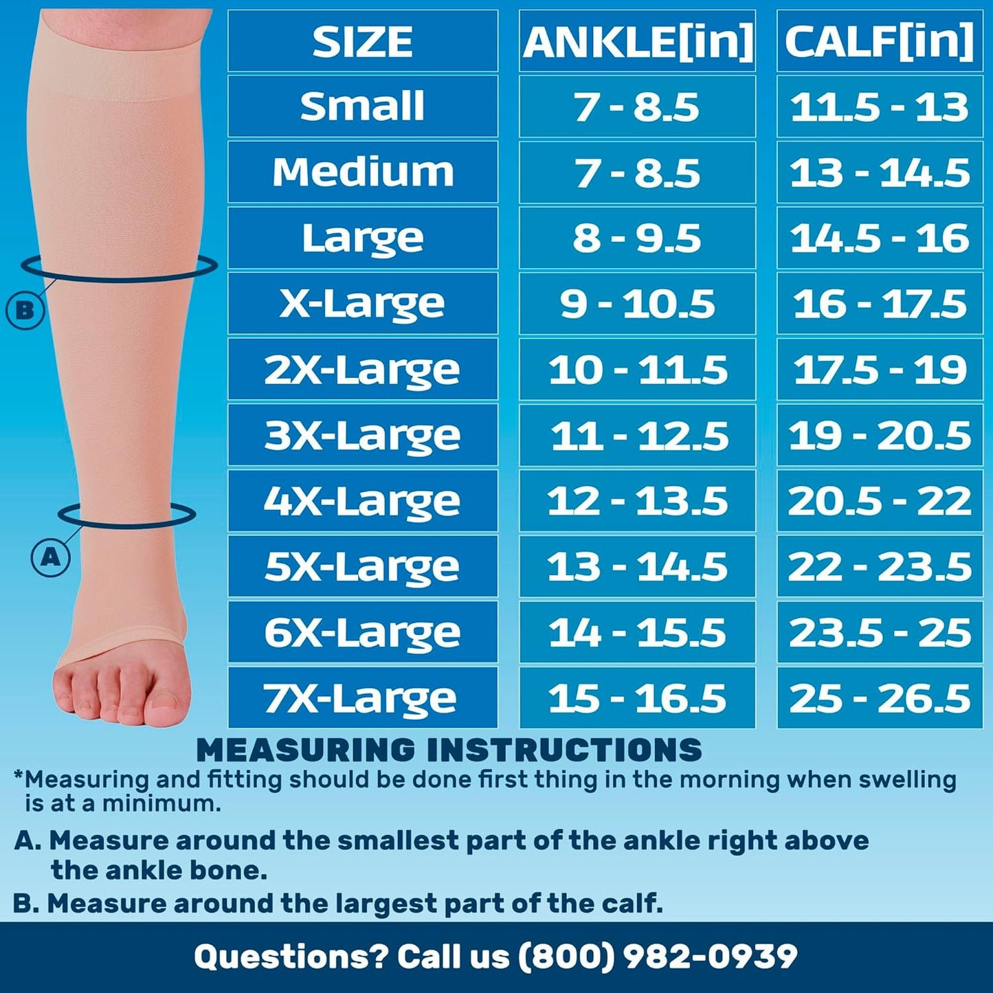 Skiennix Open Toe Compression Socks - Plus Size 15-20mmHg Toeless Wide Calf Support - 3 Pairs